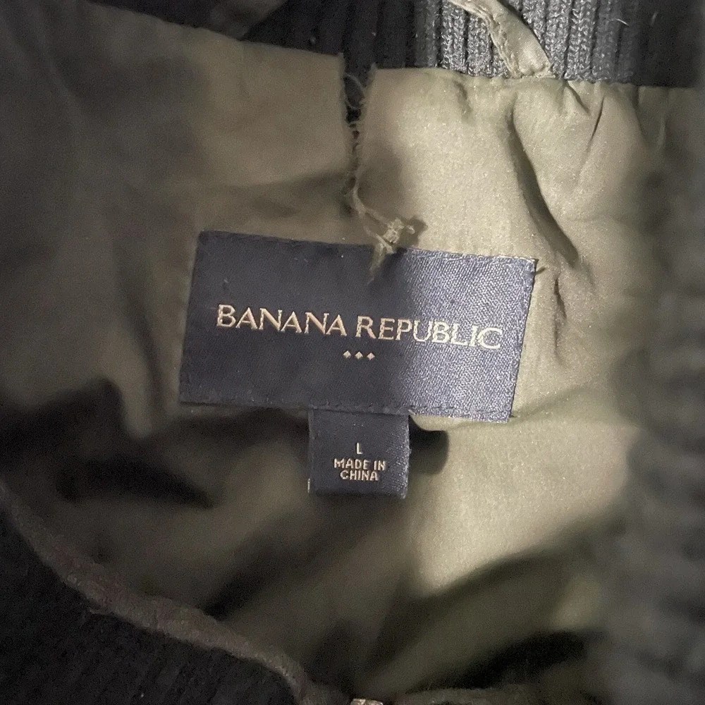 Banana Republic Olive Wool Blend Bomber Men's Size Large Casual‎ Zip Pockets